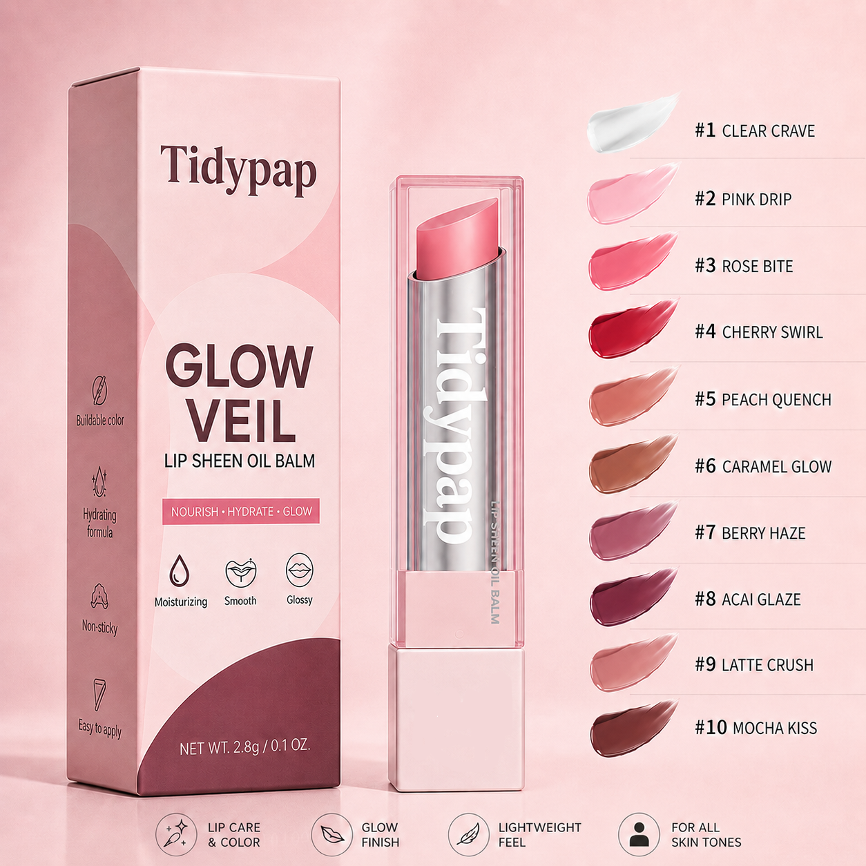🔥Last Day Buy 1 Get 1 Free|Tidypap GLOW VEIL LIP SHEEN OIL BALM